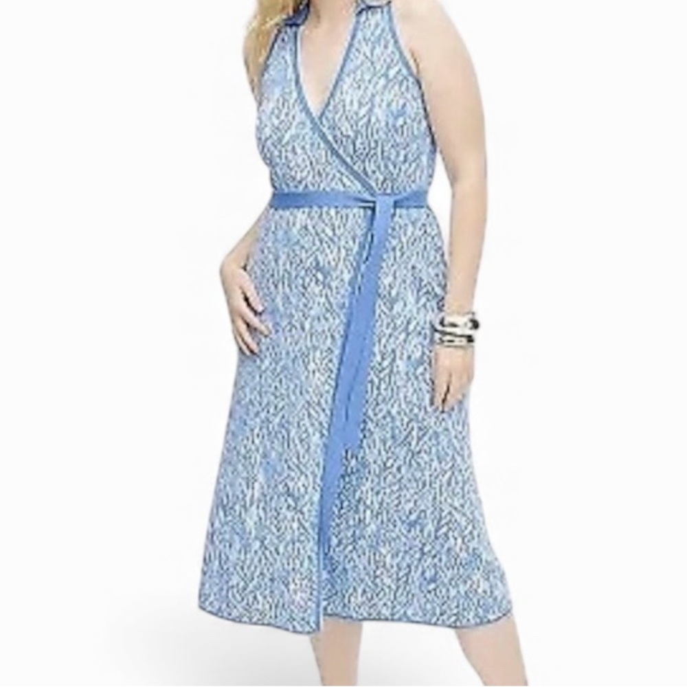 Diane Von Furstenberg Blue and White Wrap Dress